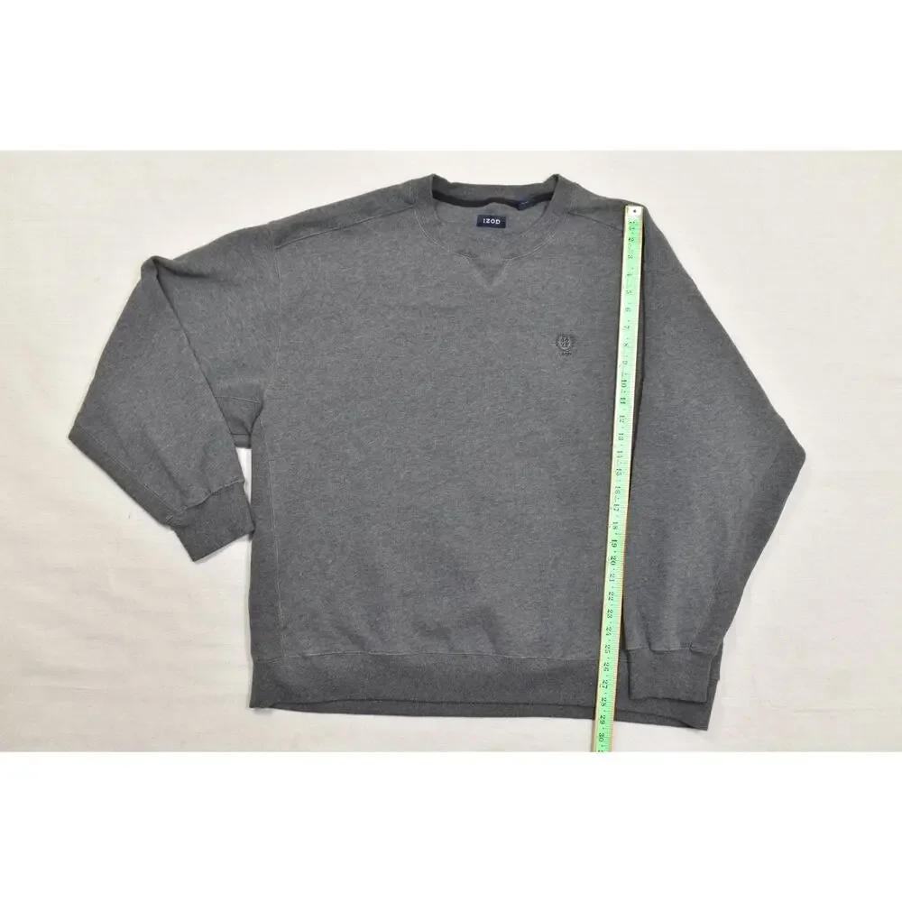 IZOD Men's 3XLT Gray Crewneck Sweatshirt Pullover Embroidered Logo Tall Fit